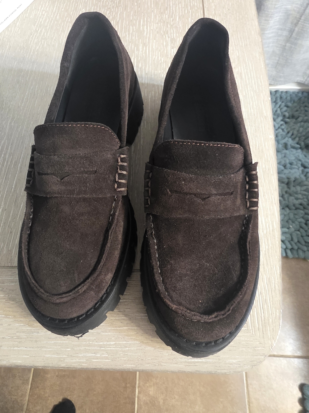 Steve Madden Langsten Suede Platform Lug Sole Penny Loafers